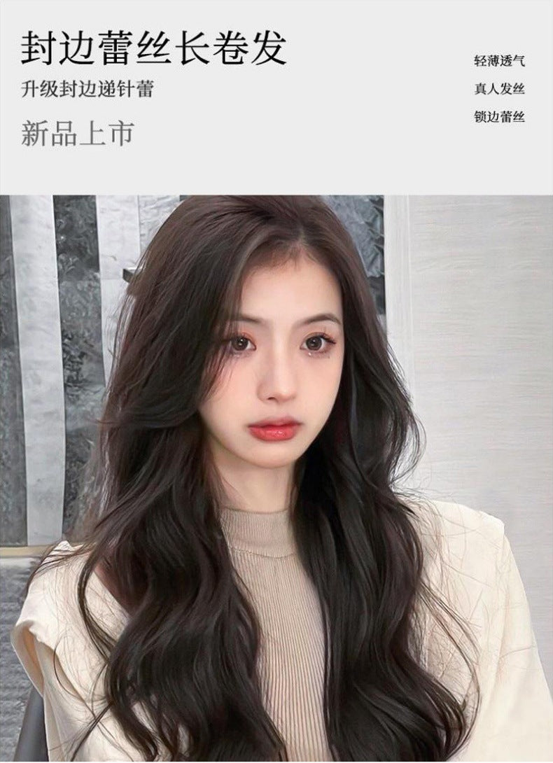 假发女长发递针长卷发高档蕾丝成品全真人发仿真头皮超轻薄全头套