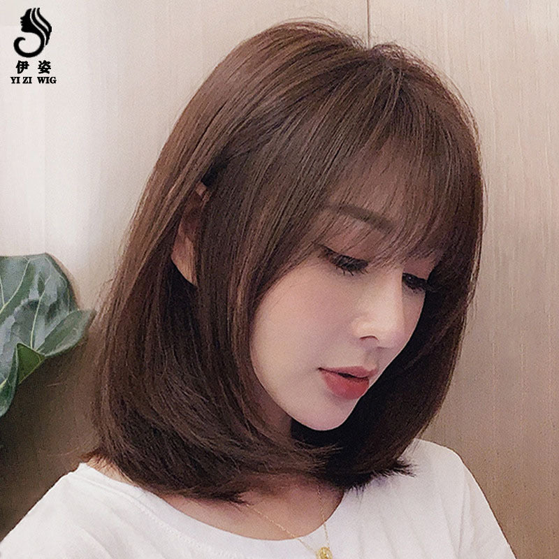 假发全真发 气质波波头女短发锁骨中长发逼真 真人发头套现货批发