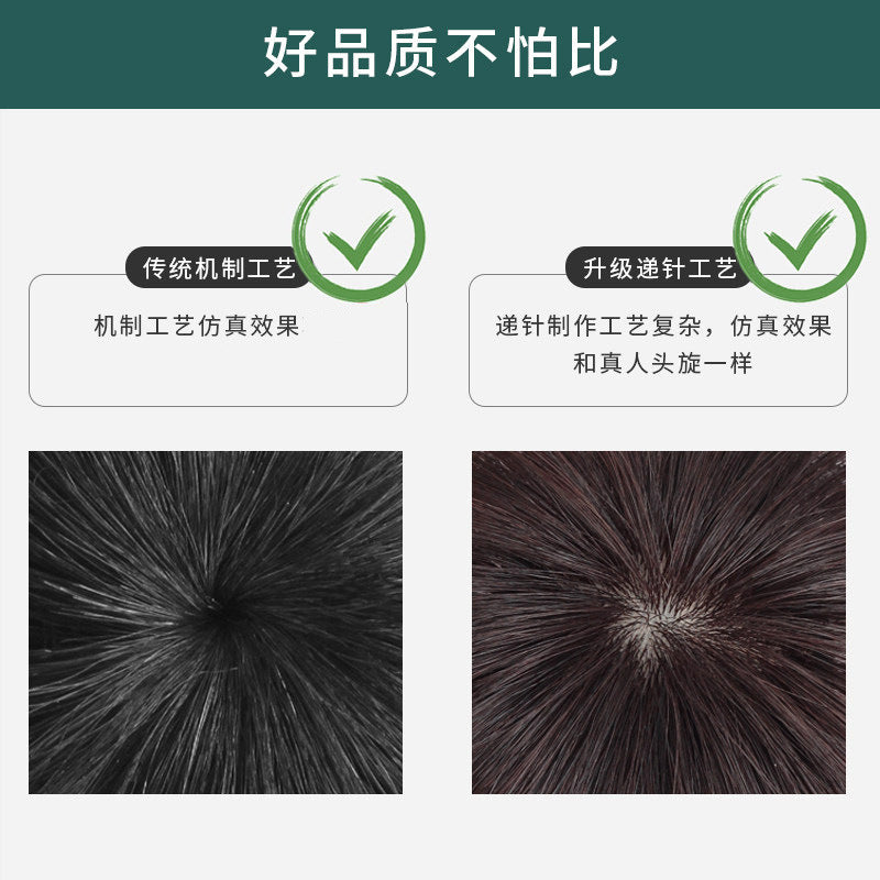 全真发男士花白假发头套时尚中老年爸爸自然仿真头皮递针头旋发套