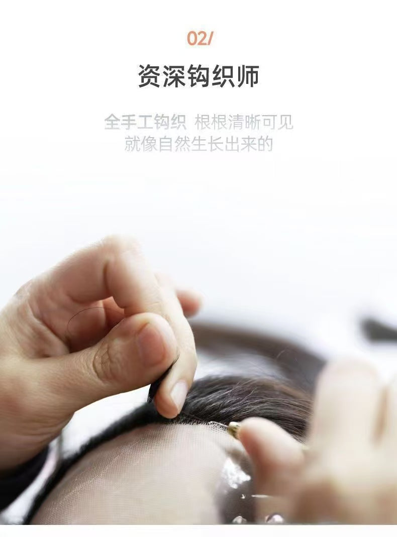 中老年人發女修顏波波短款媽媽遮蓋白頭全發手織全頭套全手織假髮