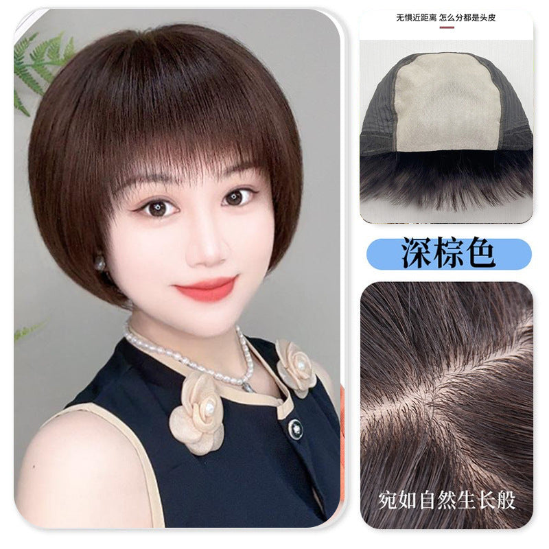 假髮女短髮時尚新款網紅中老年媽媽短髮減齡波波頭全真人發假髮套