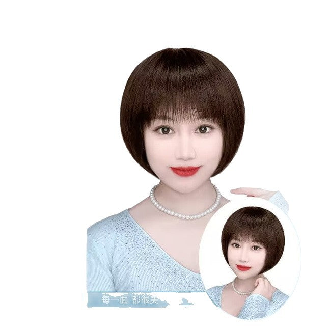 假髮女短髮時尚新款網紅中老年媽媽短髮減齡波波頭全真人發假髮套