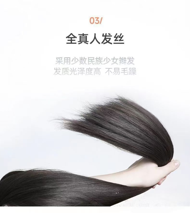 中老年人發女修顏波波短款媽媽遮蓋白頭全發手織全頭套全手織假髮