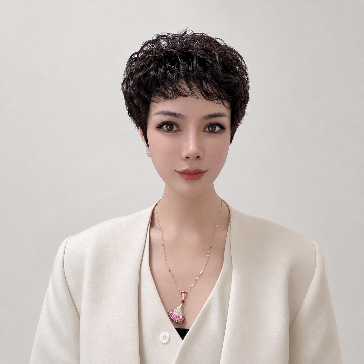 時尚羊毛捲短髮全真髮
