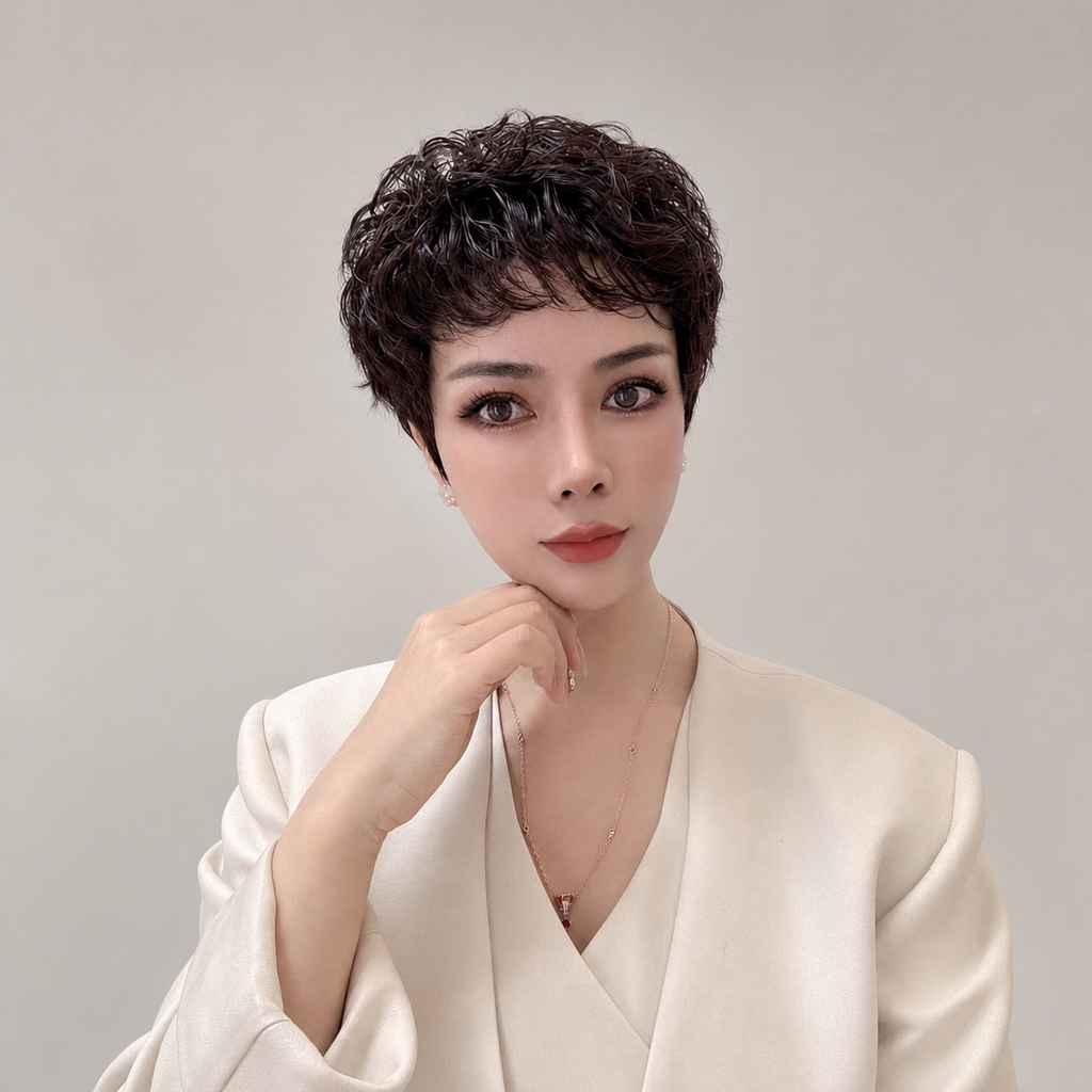 時尚羊毛捲短髮全真髮