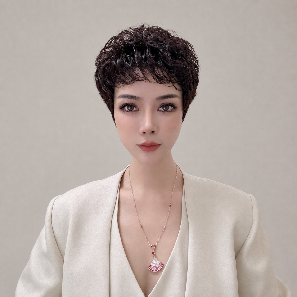 時尚羊毛捲短髮全真髮