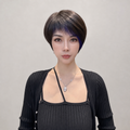 時尚斜瀏海真人髮