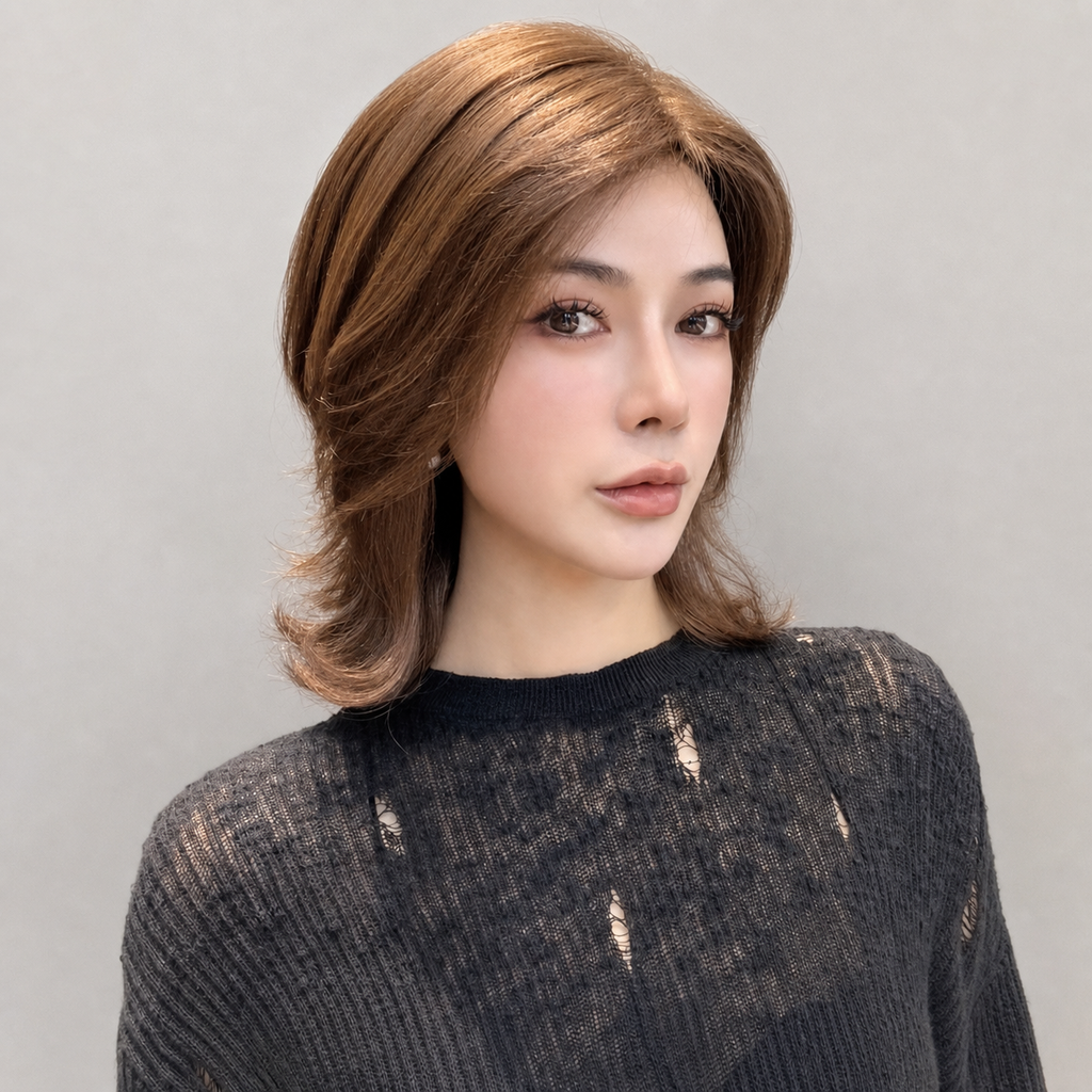 時尚氣質中長髮外翹真人髮