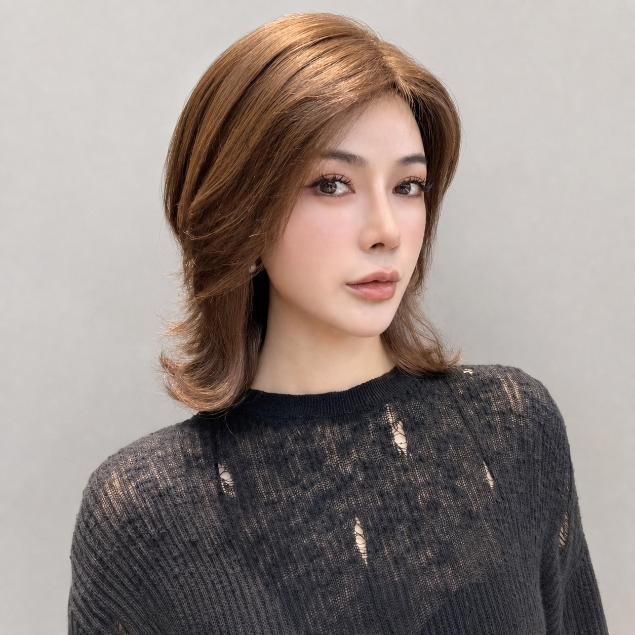 時尚氣質中長髮外翹真人髮