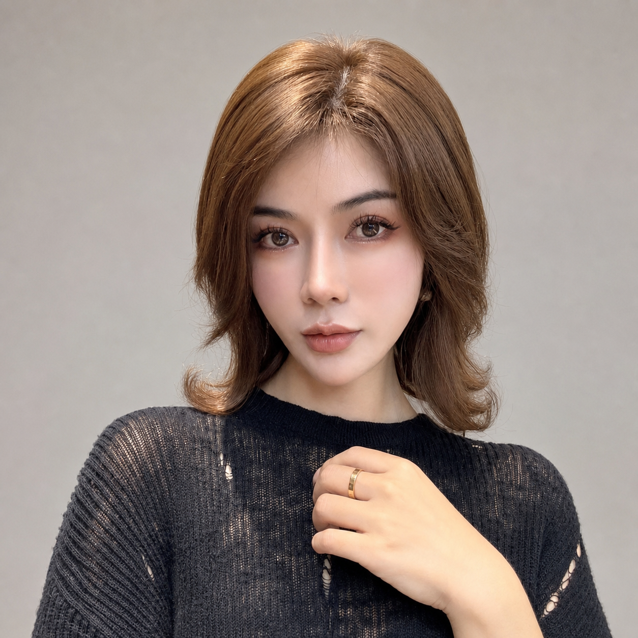 時尚氣質中長髮外翹真人髮