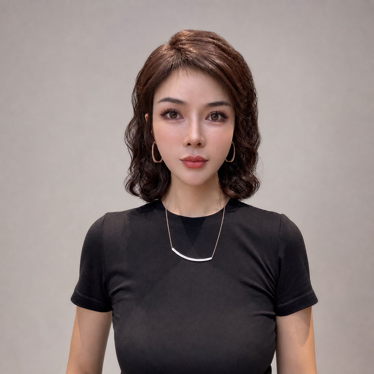 復古捲齊肩全真髮